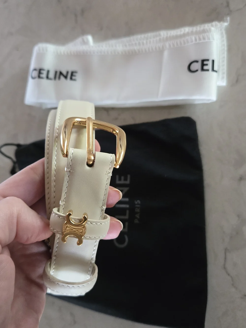 Celine cream leather